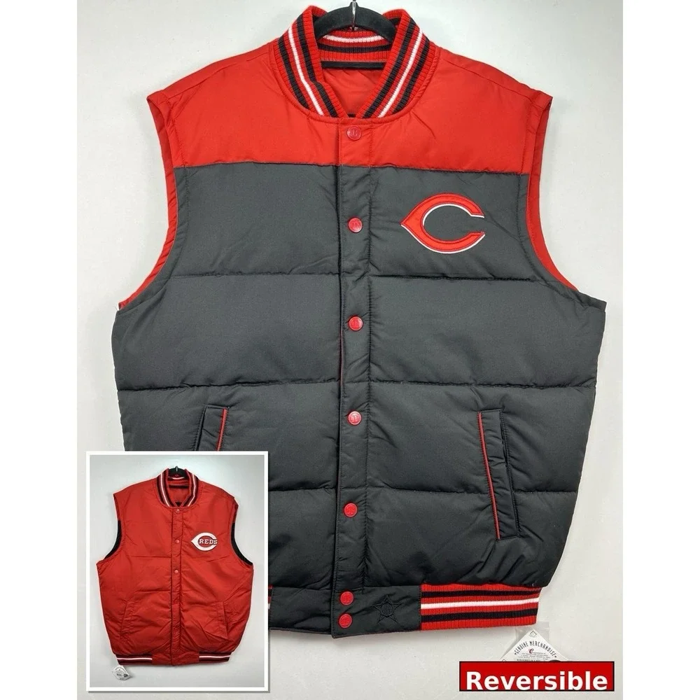 VTG Cincinnati Reds Reversible Vest JH Design NWT Deadstock‎ MLB Puffer Size Lg